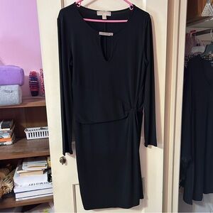 MICHAEL Michael Kors Black Long-Sleeve Keyhole Tie Dress